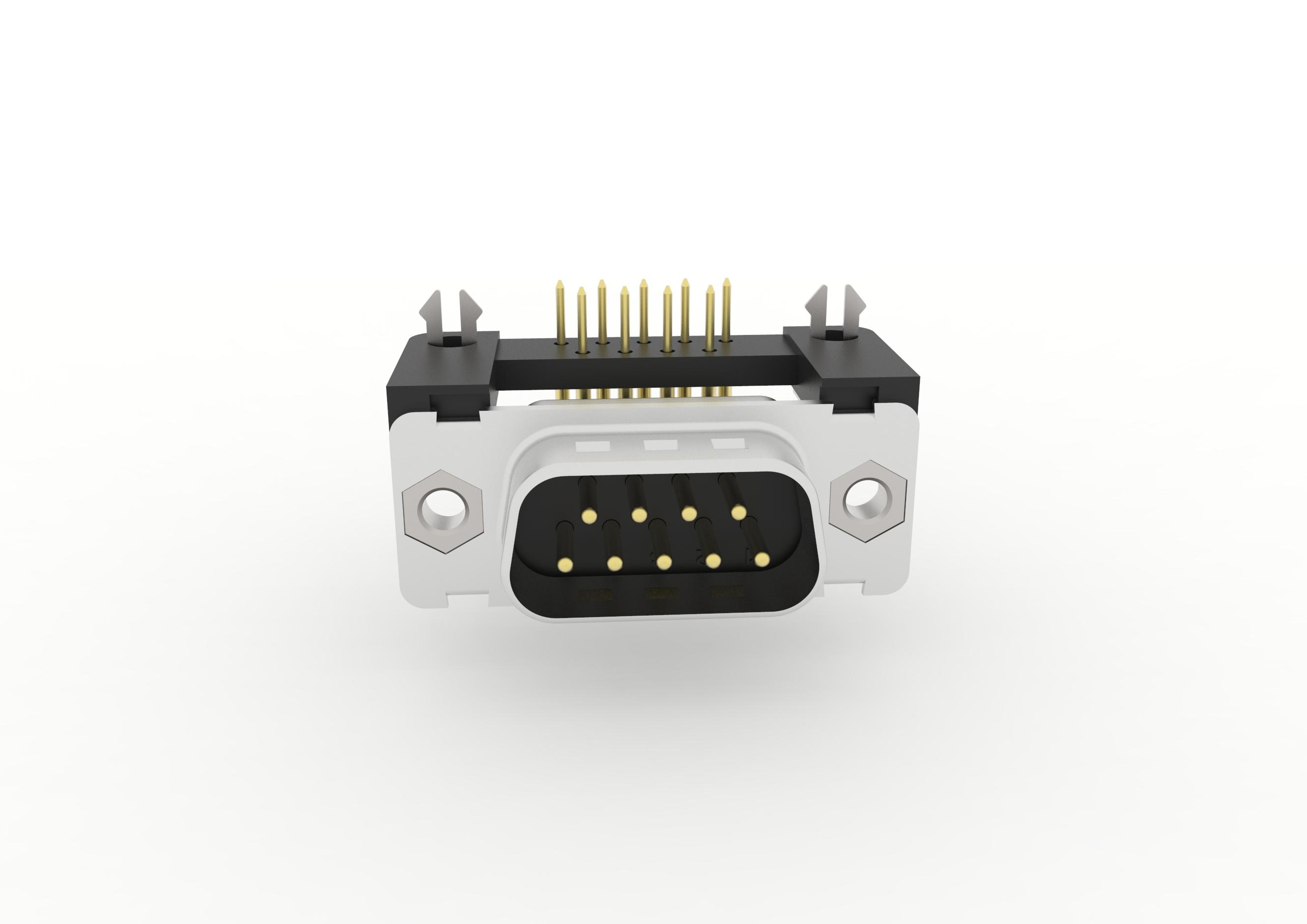 D Sub Connectors Standard Soldered Connection Angled With Plastic Bracket And Grounding Clip